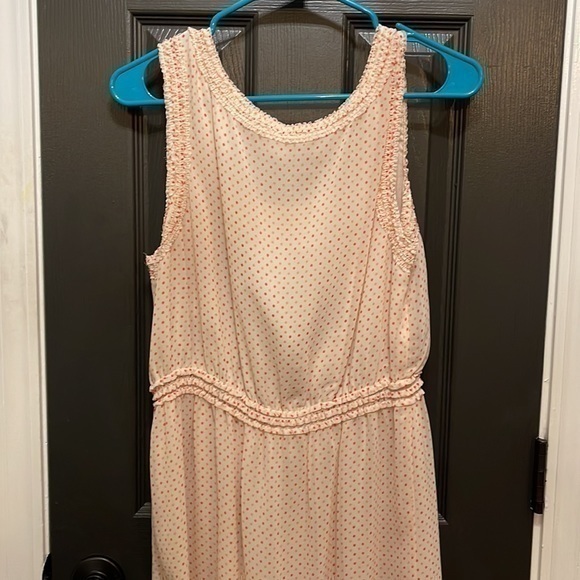 STUDIO M Max Studio Peach Pink Polka Dot Tank‎ Dress Lined Textured Size Large - Picture 6 of 6